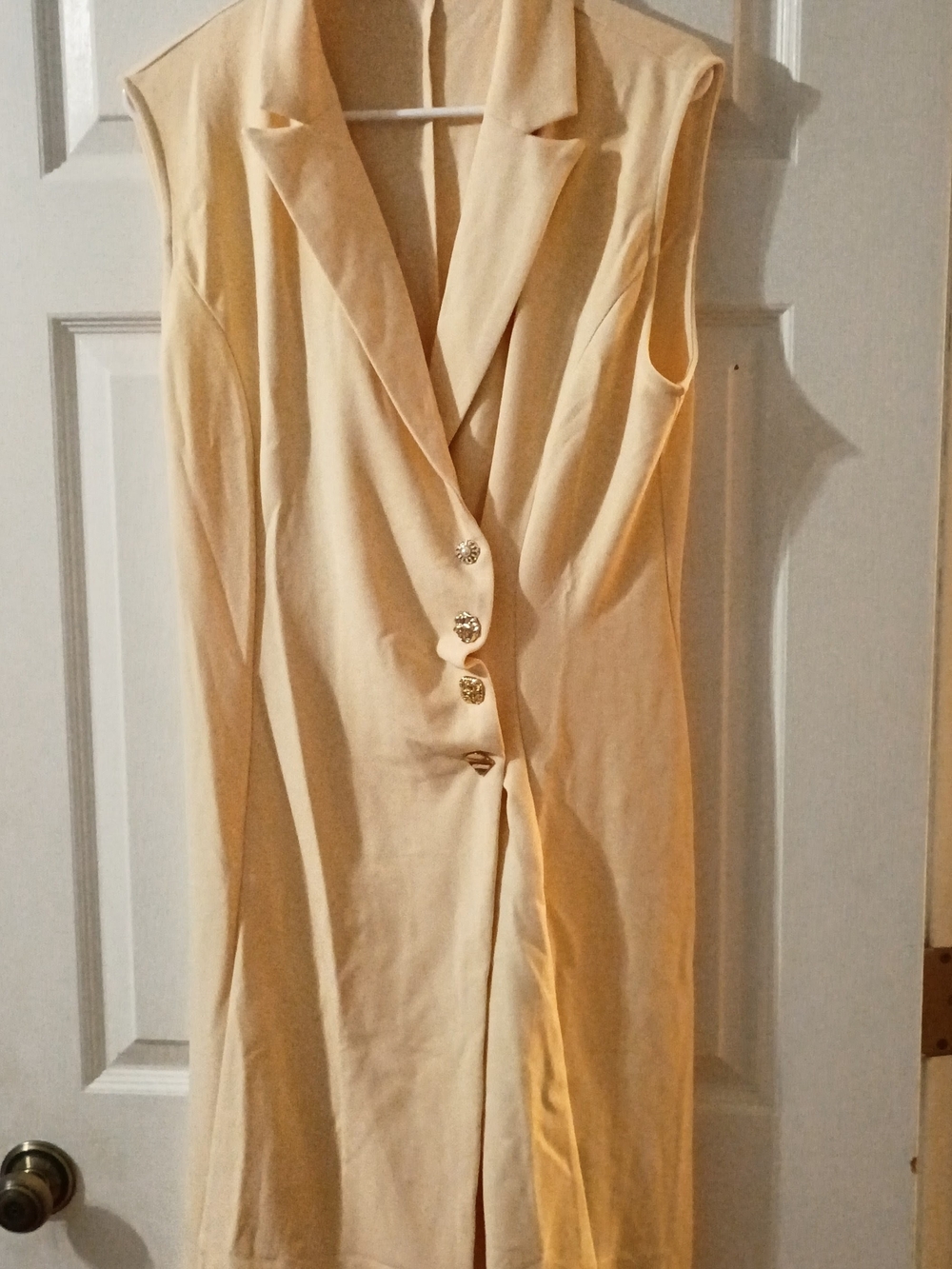 Sleeveless Cream Button-Front Blazer Dress